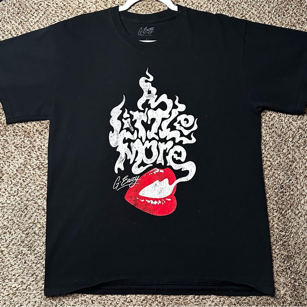 G-eazy a little more Black Graphic Tee with Red Lips Design